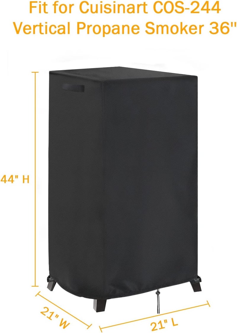 Aidetech Smoker Cover Fit for Cuisinart Smoker, Waterproof Outdoor Grill Smoker Covers,Black (21" L x 21" W x 44" H) - Image 2
